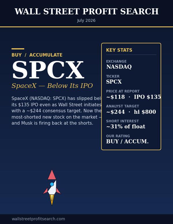Wall Street Profit Search — SpaceX (SPCX) Report